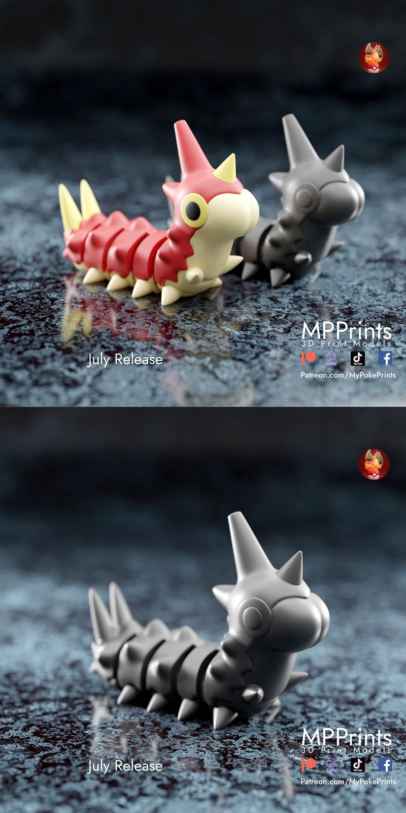 可打印的Wurmple三维模型|Articulated Wurmple – 3D Print Model STL