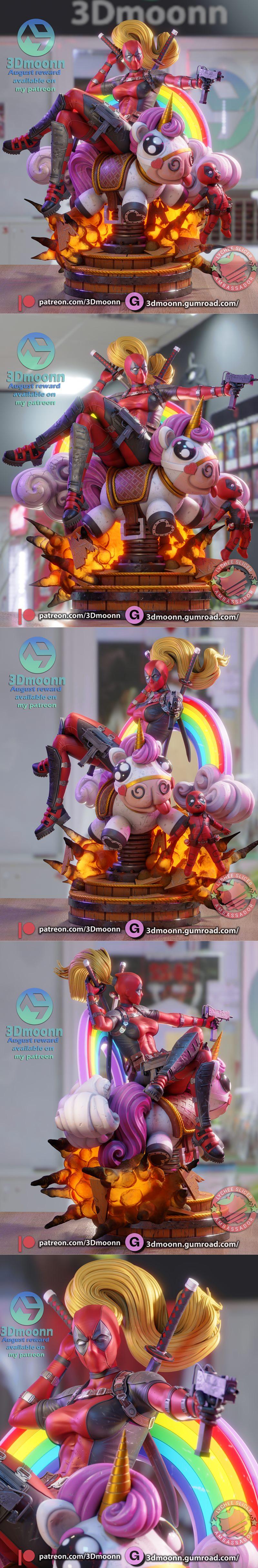 3D打印模型：Lady Deadpool角色造型|3Dmoonn – Lady Deadpool – 3D Print Model STL