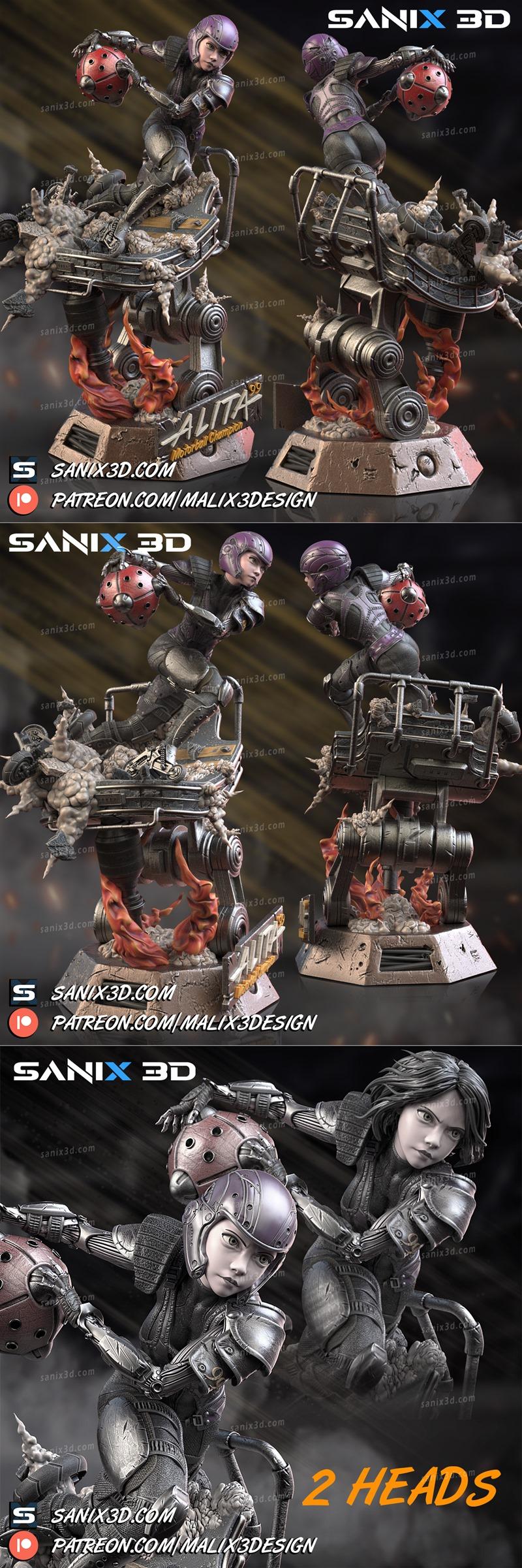 Sanix - 朱丽塔 - 3D打印模型|Sanix – Alita – 3D Print Model STL