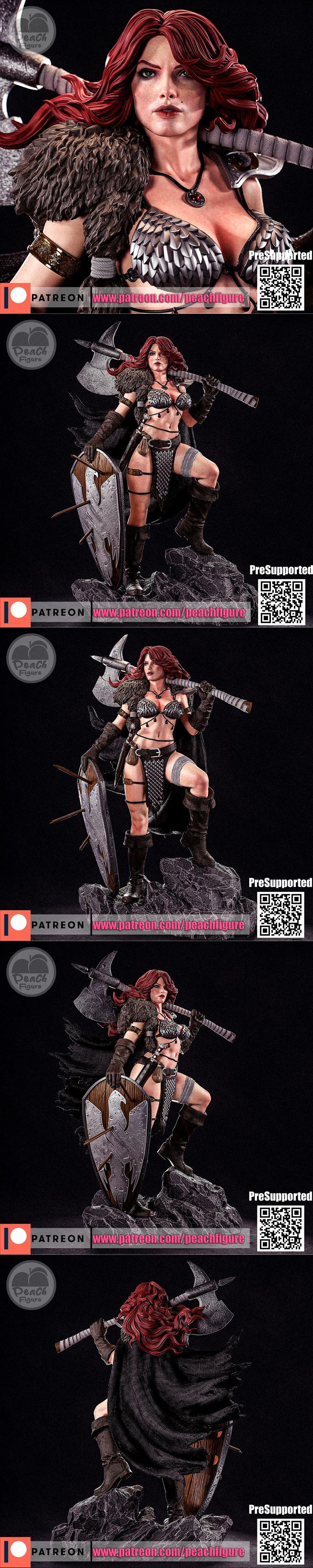 红丝黛尔3D打印模型|Peach Figure – Red Sonja – 3D Print Model STL