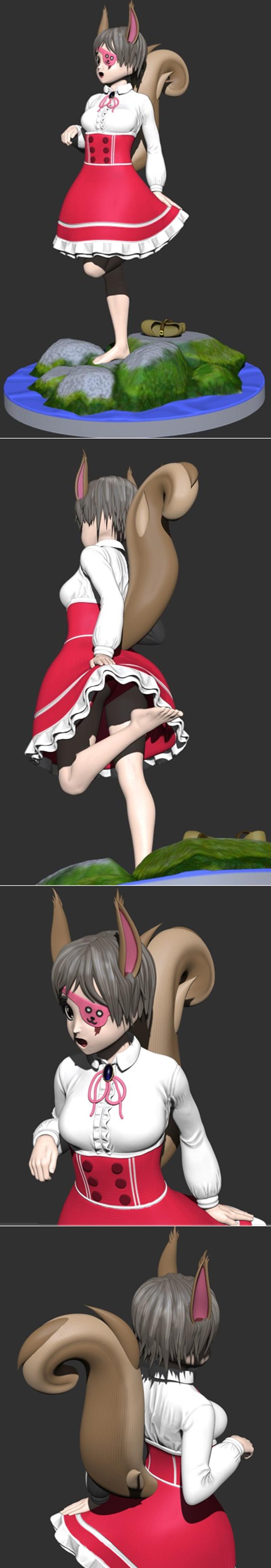 squirrel girl 3d打印模型|Squirrel girl – 3D Print Model OBJ