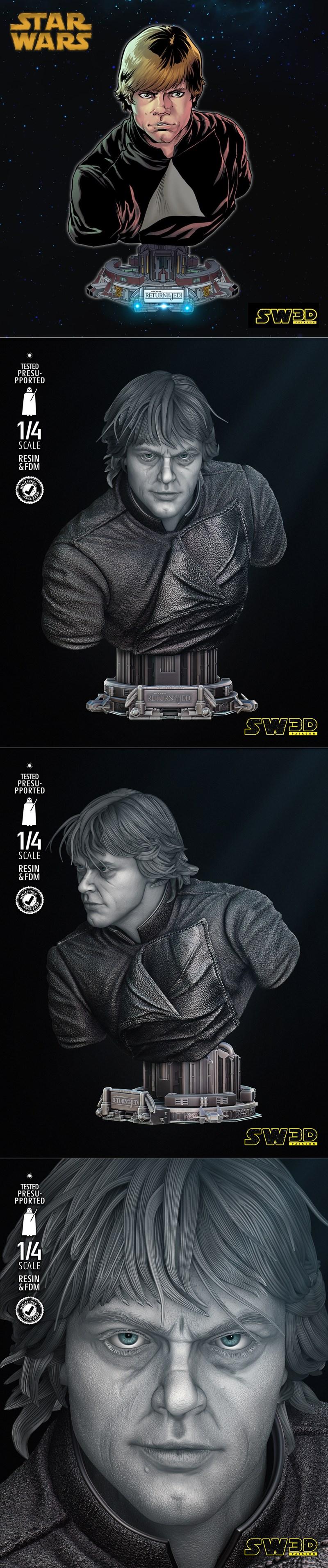 SW3D - 哈里森·卢克·天行者雕塑 - 3D打印模型|SW3D – Luke Skywalker Bust – 3D Print Model STL