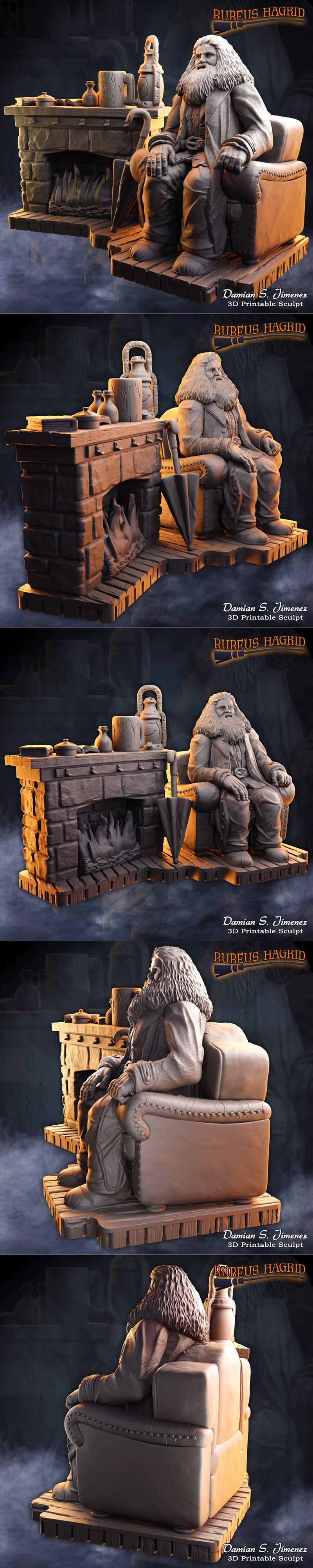 霍格沃茨哈格里德3D打印模型|Rubeus Hagrid Diorama – 3D Print Model STL