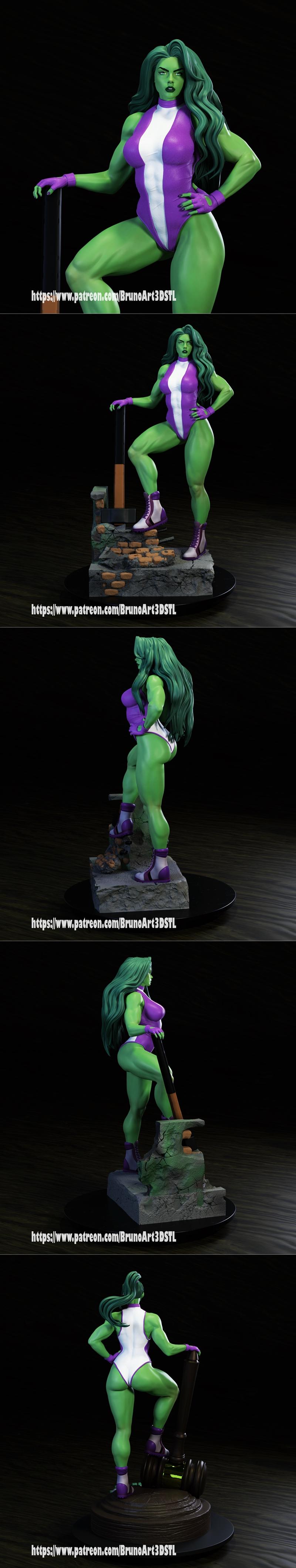 BrunoArt3D - 赛博女武神 - 女超人3D打印模型|BrunoArt3D – She Hulk – 3D Print Model STL