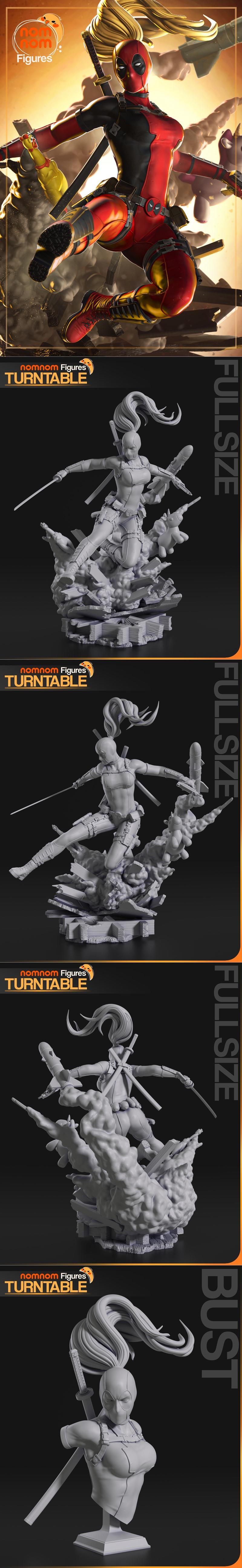 3D打印模型：死侍女士形象雕塑|Nomnom Figures – Lady Deadpool – 3D Print Model STL