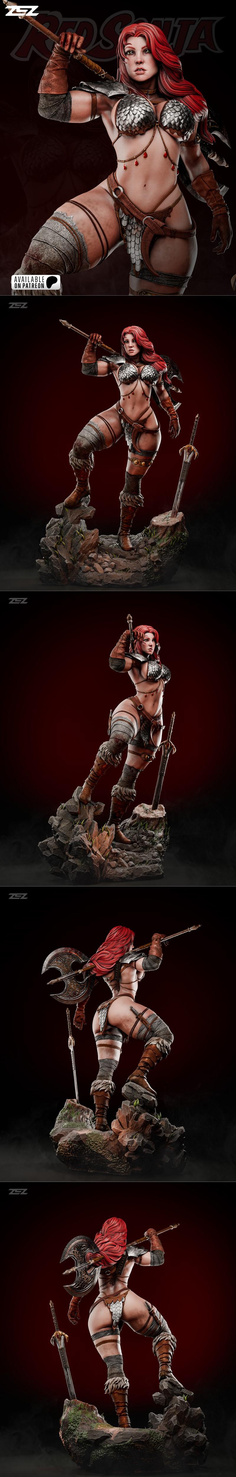 ZEZ工作室红衣女战士3D打印模型|ZEZ Studios – Red Sonja – 3D Print Model STL