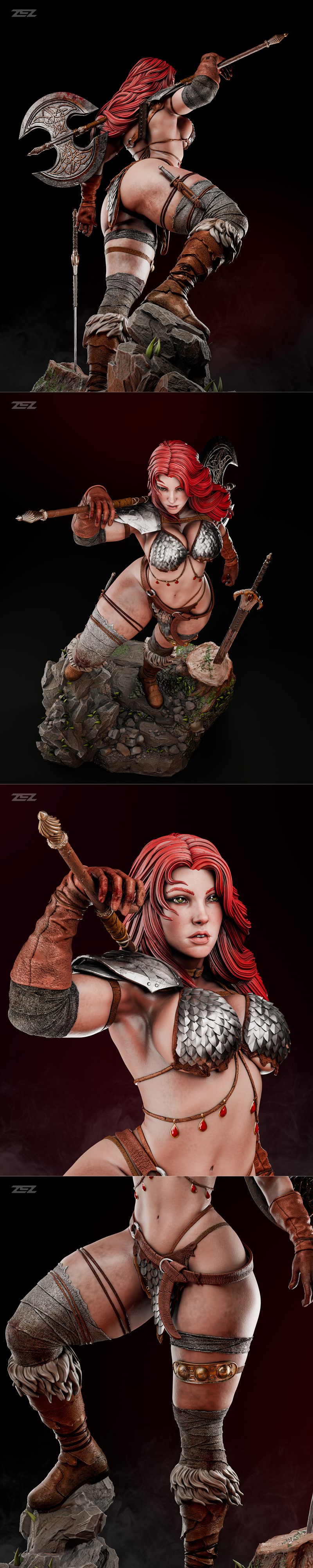ZEZ工作室红衣女战士3D打印模型|ZEZ Studios – Red Sonja – 3D Print Model STL