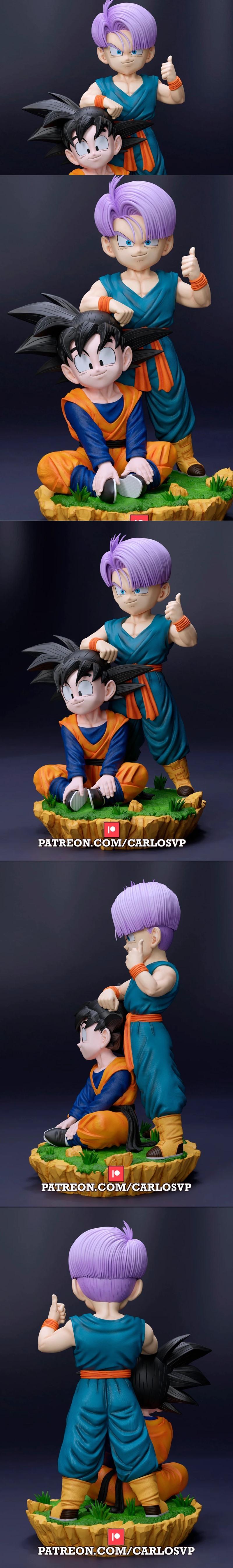 迪奥拉模型：悟空与特兰克斯3D打印雕塑|Carlos VP – Goten & Trunks Diorama – 3D Print Model STL