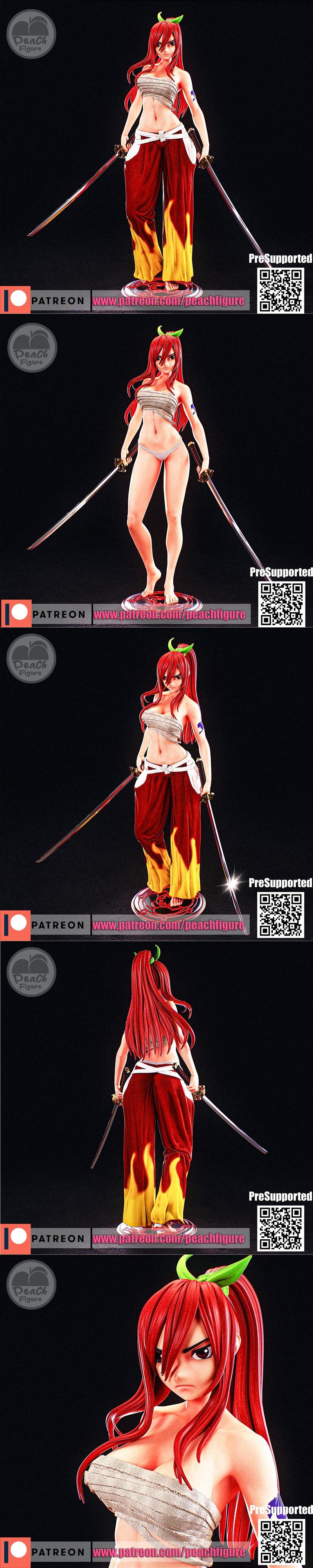 桃形身材——艾尔莎· Scarlet——3D打印模型|Peach Figure – Erza Scarlet – 3D Print Model STL