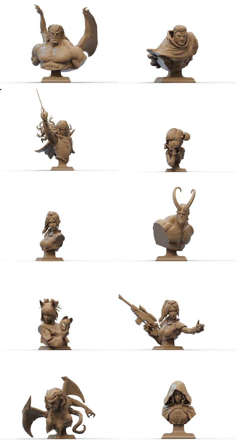Ca 3d Studios - 七月2024作品 - 3D打印模型STL|Ca 3d Studios – Bust july 2024 – 3D Print Model STL