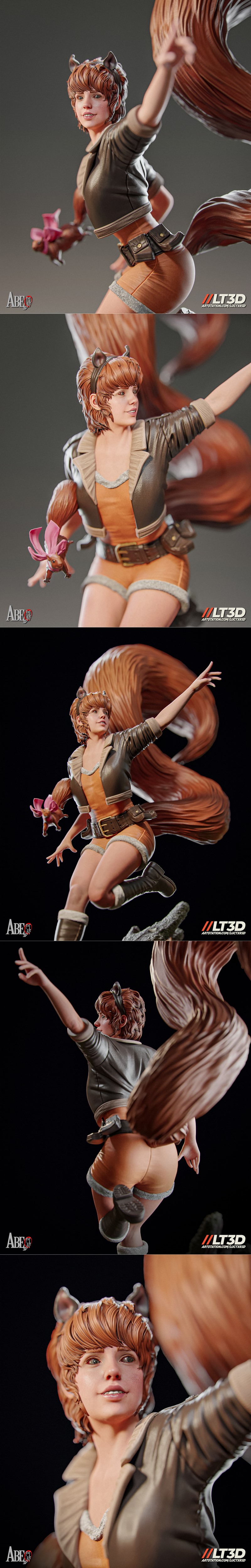 Abe3D -  squirrel girl - 3D打印模型|Abe3D – Squirrel Girl – 3D Print Model STL