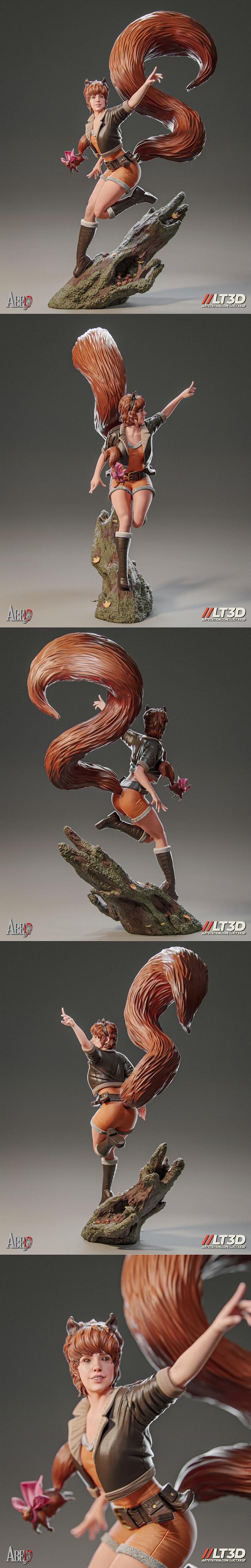 Abe3D -  squirrel girl - 3D打印模型|Abe3D – Squirrel Girl – 3D Print Model STL