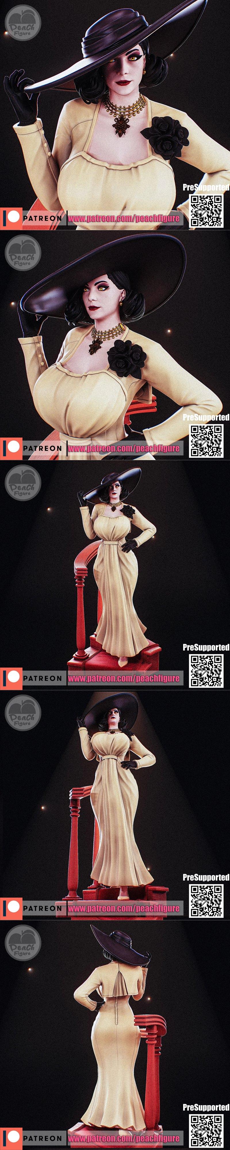 桃形女——迪米特雷斯库——3D打印模型|Peach Figure – Lady Dimitrescu – 3D Print Model STL