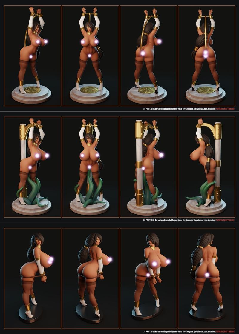 Texelion 3D打印模型：远行的触手少女|Texelion – Farah bound and tentacled – 3D Print Model STL