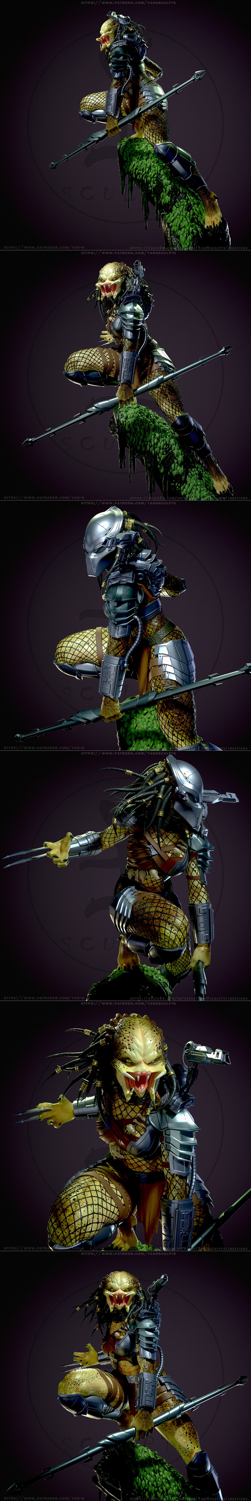 Yan-H女猎手3D打印模型|Yan-H – Female Predator – 3D Print Model STL