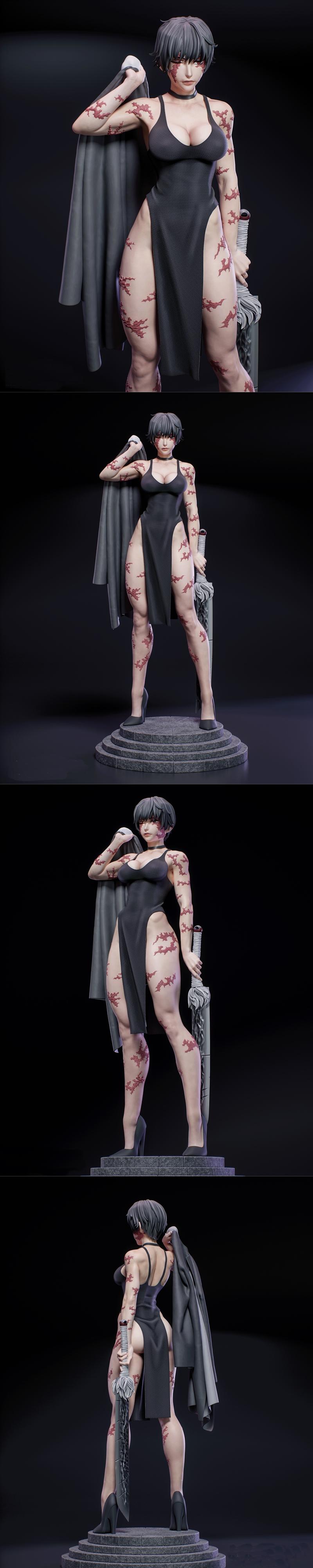 KuGo 3D打印模型：Maki Zenin角色雕塑|KuGo figures – Maki Zenin – 3D Print Model STL