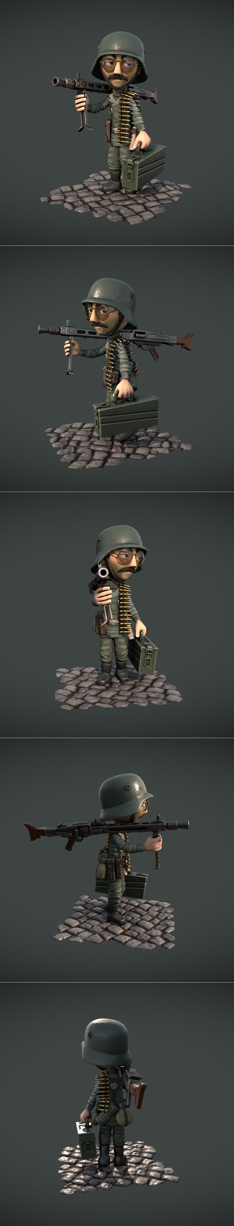 德军士兵弗里德里希 3D打印模型|Toon Soldiers of the Wehrmacht – Friedrich – 3D Print Model STL