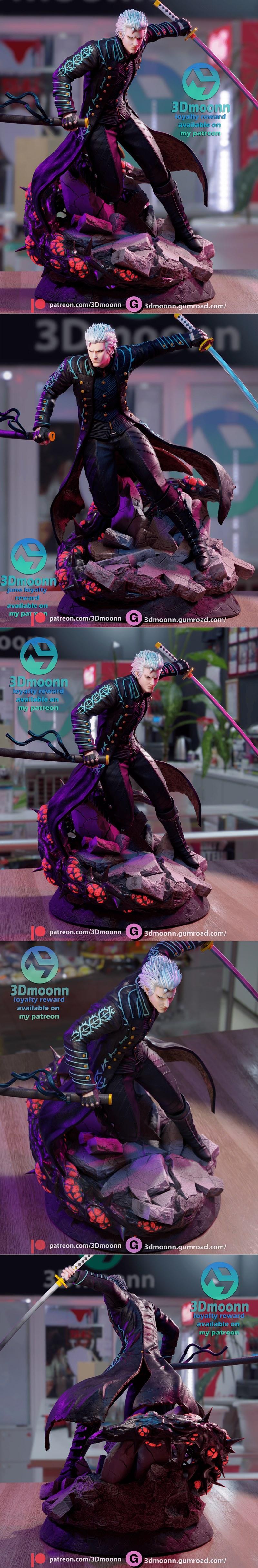 3D打印模型： Devil May Cry 5 维吉尔角色造型|3Dmoonn – Vergil – Devil may cry 5 – 3D Print Model STL