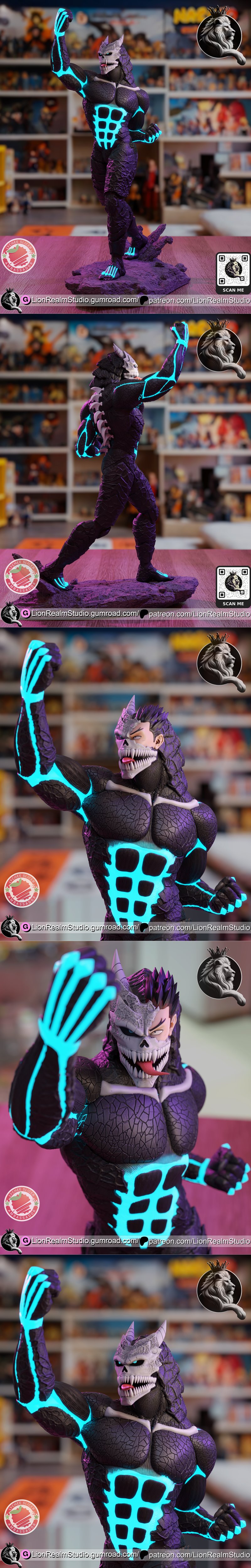 狮域工作室 - 卡夫卡巨兽形态 - 巨兽第8号 - 3D打印模型|LionRealm Studio – Kafka Kaiju Form – Kaiju No.8 – 3D Print Model STL