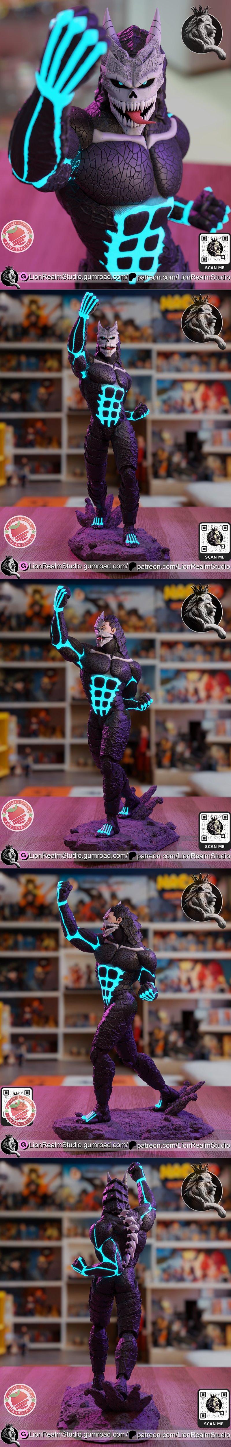 狮域工作室 - 卡夫卡巨兽形态 - 巨兽第8号 - 3D打印模型|LionRealm Studio – Kafka Kaiju Form – Kaiju No.8 – 3D Print Model STL