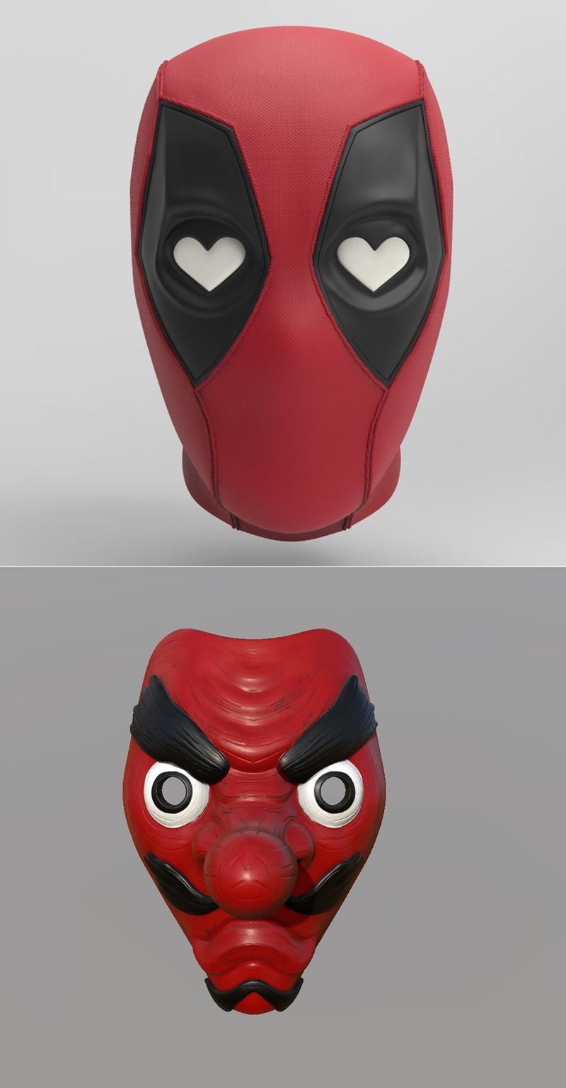 新死侍面具与乌鸦之爪面具3D打印模型|New Deadpool Mask and Urokodaki Mask Remake – 3D Print Model STL