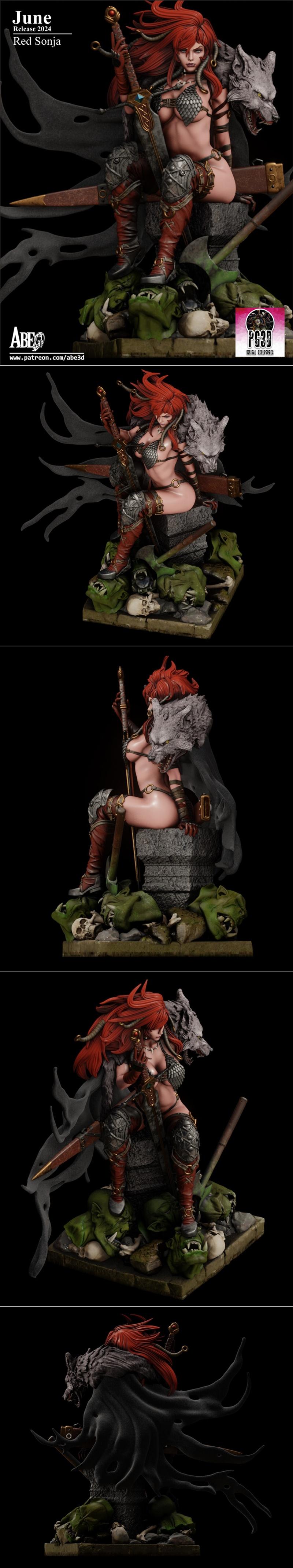 Abe3D - 红丝袜女战士 - 3D打印模型|Abe3D – Red Sonja – 3D Print Model STL