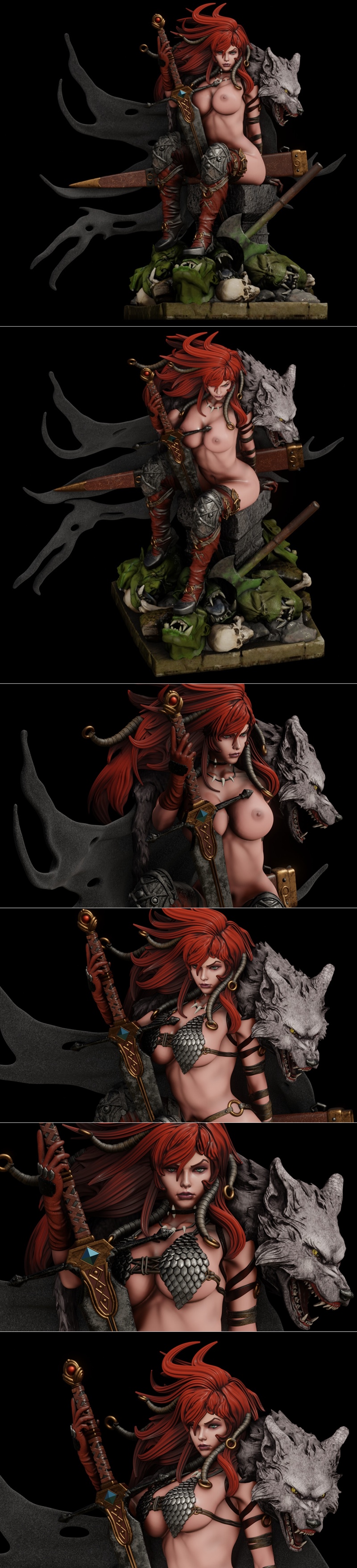 Abe3D - 红丝袜女战士 - 3D打印模型|Abe3D – Red Sonja – 3D Print Model STL