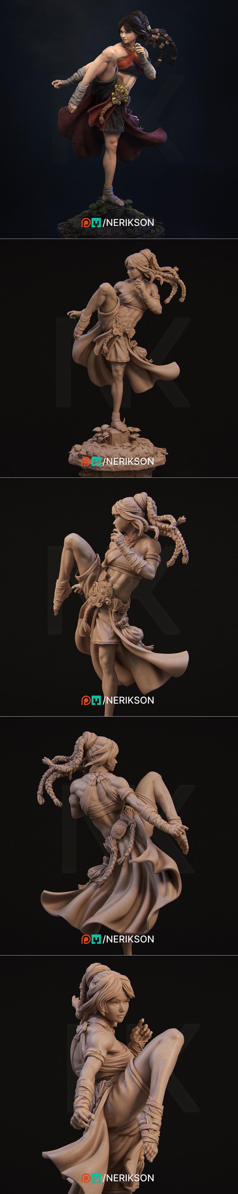 宁启森 -  Jingwei 修道者姿态 01 - 3D打印模型|Nerikson – Jingwei the Monk Pose 01 – 3D Print Model STL