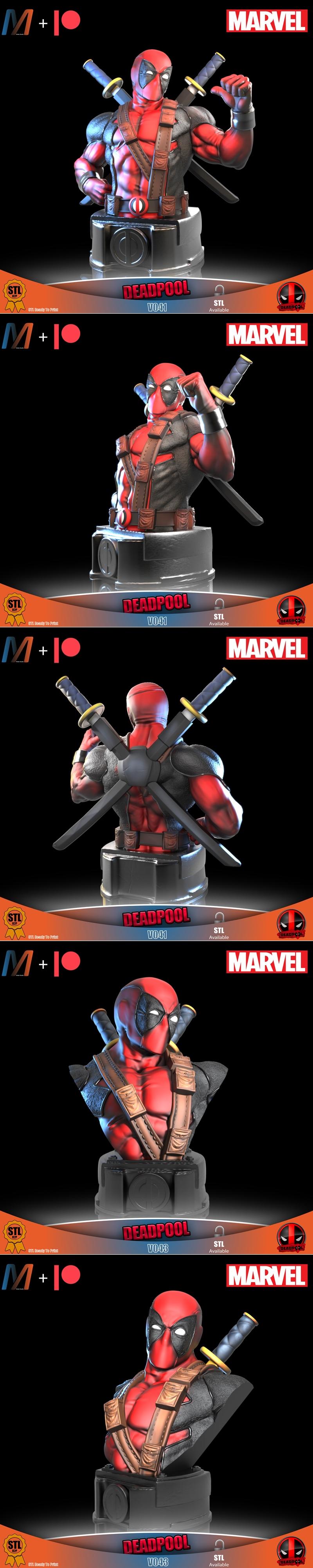 死侍3D打印模型|V022 – Deadpool Bust 1-2 – 3D Print Model STL