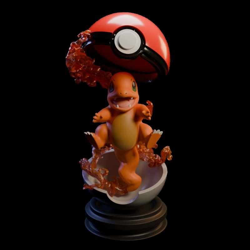 DTR工作室 皮卡丘火红形态 3D打印模型|DTR Studio – Pokeball Charmander – 3D Print Model STL