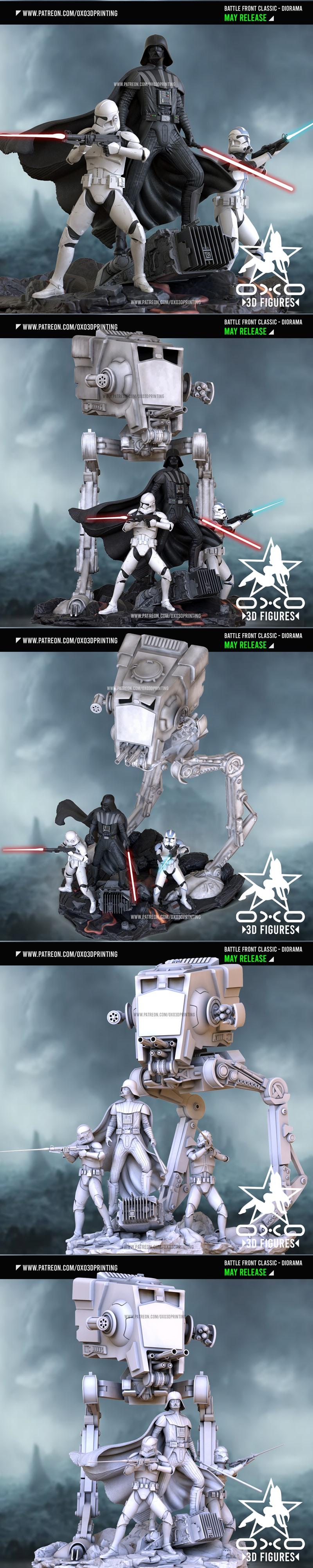 OXO3D 3D打印模型：Battle Front场景还原|OXO3D – Battle Front Diorama – 3D Print Model STL