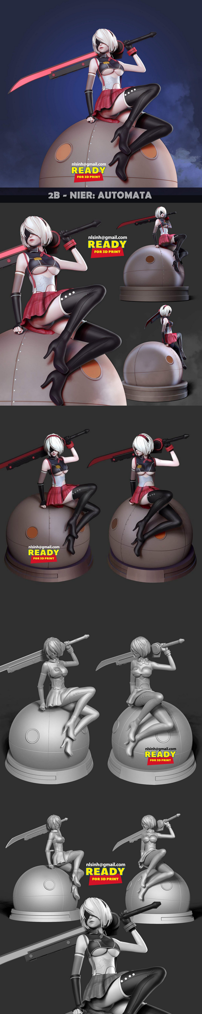 2B 《尼尔：自动人形》3D打印模型|2B Nier Automata – 3D Print Model