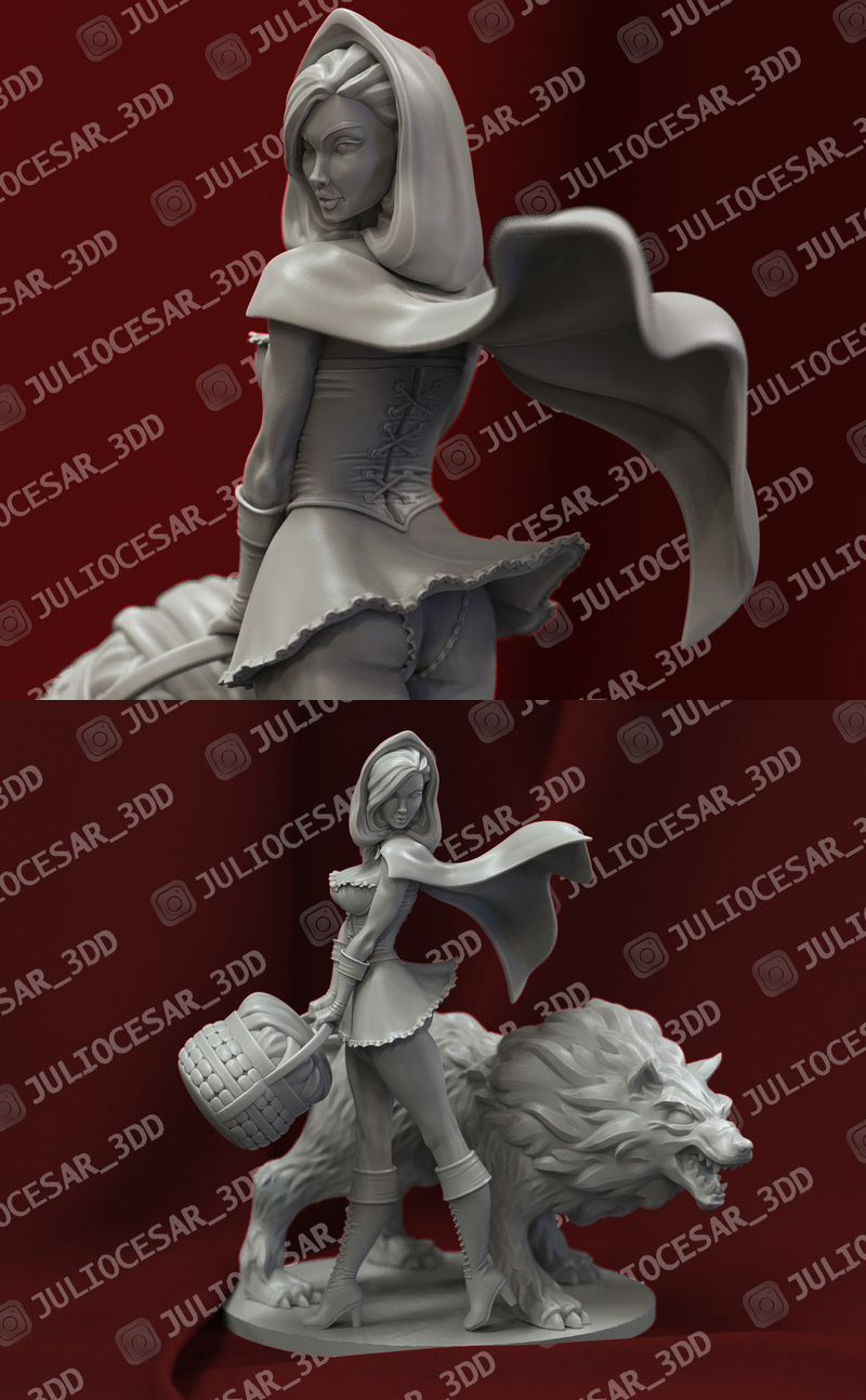红帽女孩 3D打印模型|Red Riding Hood – 3D Print Model
