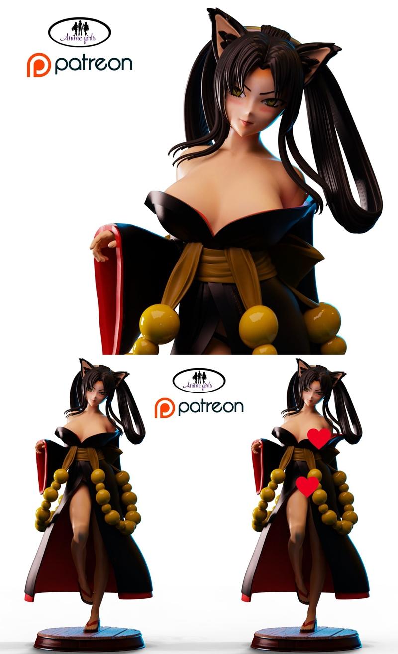 动漫3D打印模型：DxD 黑羽高中角色模型|Anime Girl – Kuroka High School DxD – 3D Print Model STL