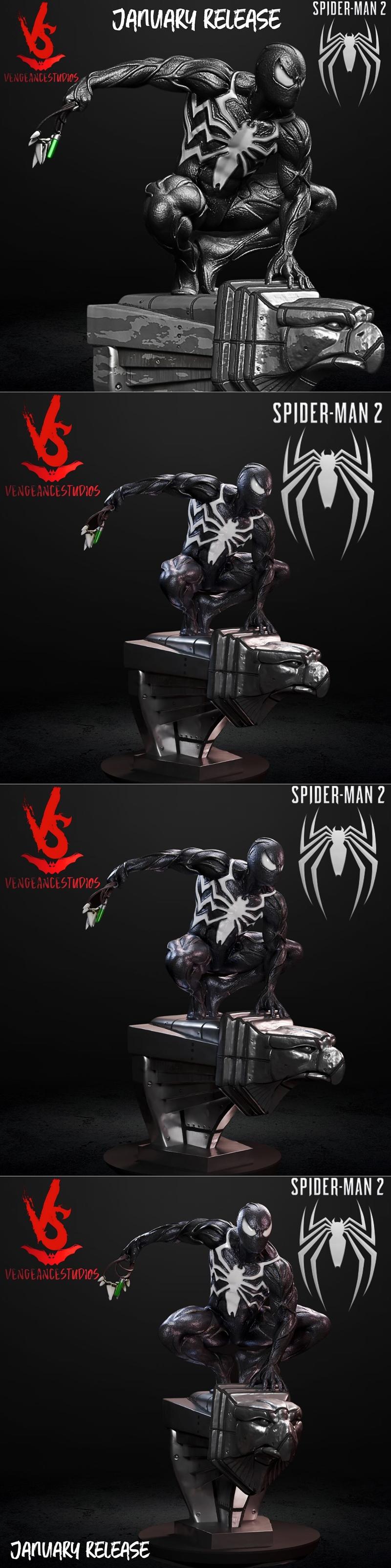 复仇者工作室 - 银影蜘蛛侠（来自蜘蛛侠2）- 3D打印模型|Vengeancestudios – Symbiote Spider-Man from spider-man 2 – 3D Print Model STL