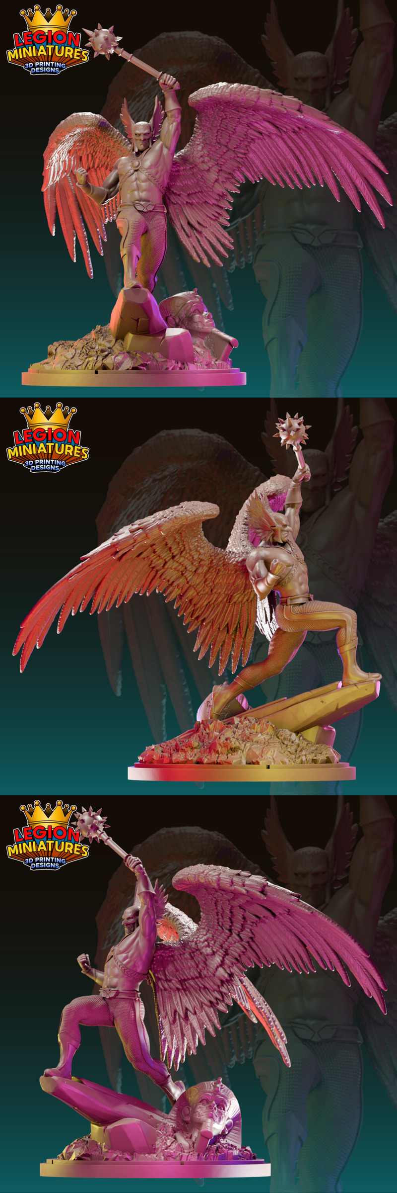 Legion迷你模型-鹰侠-3D打印雕塑|Legion Miniatures – Hawkman – 3D Print Model