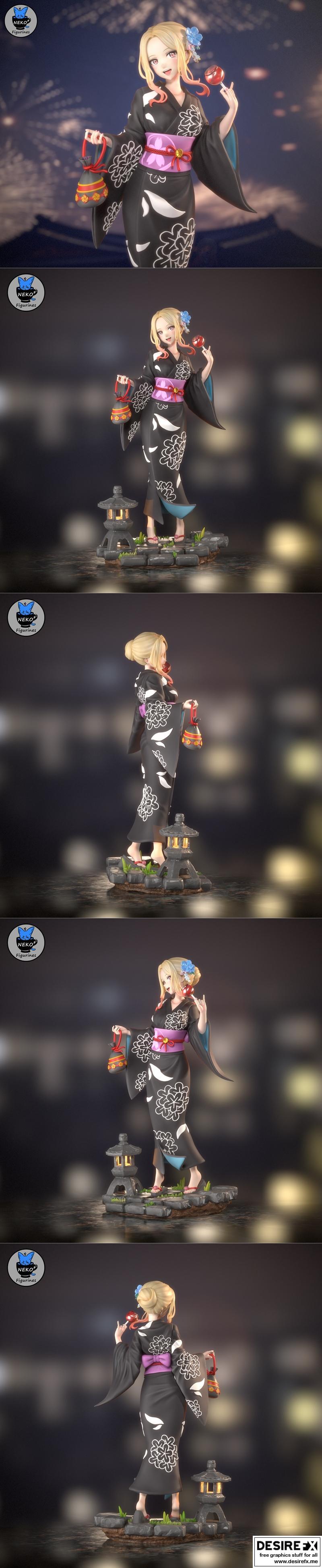 猫娘雕像 - 游戏角色马林·高桥 - 3D打印模型|Neko Figurines – Marin Kitagawa – 3D Print Model STL