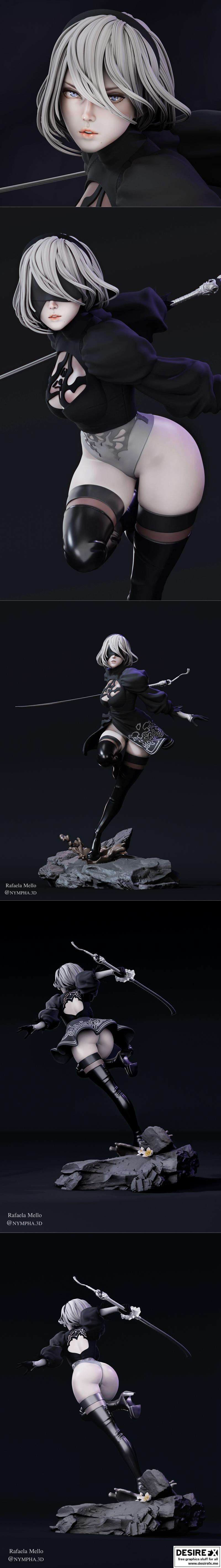 Bulkamancer建模 - 2B尼尔自动人形 - 3D打印模型STL|Bulkamancer Sculpts – 2B Nier Automata – 3D Print Model STL