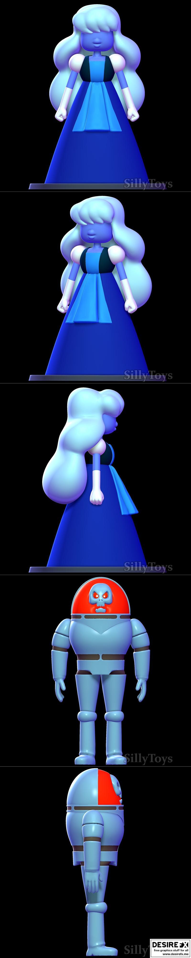 蓝宝石 - 《Steven Universe》- 《Scooby-Doo》3D打印模型|Sapphire – Steven Universe and Space Kook – Scooby Doo – 3D Print Model STL