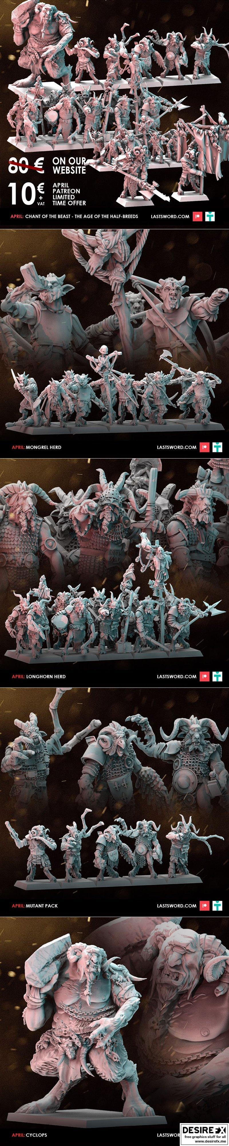Last Sword迷你模型——半种人时代 3D打印模型|Last Sword Miniatures – The Age of the Half-Breeds April 2024 – 3D Print Model STL