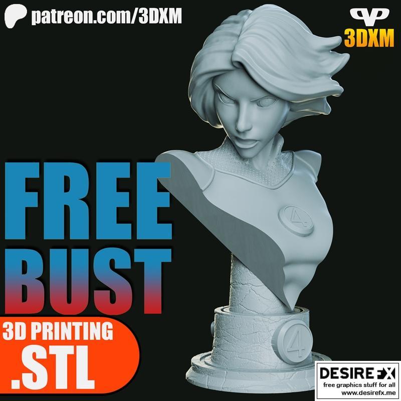 3DXM - 3D打印模型 - 隐形女侠胸模|3DXM – Invisible Woman Bust – 3D Print Model STL