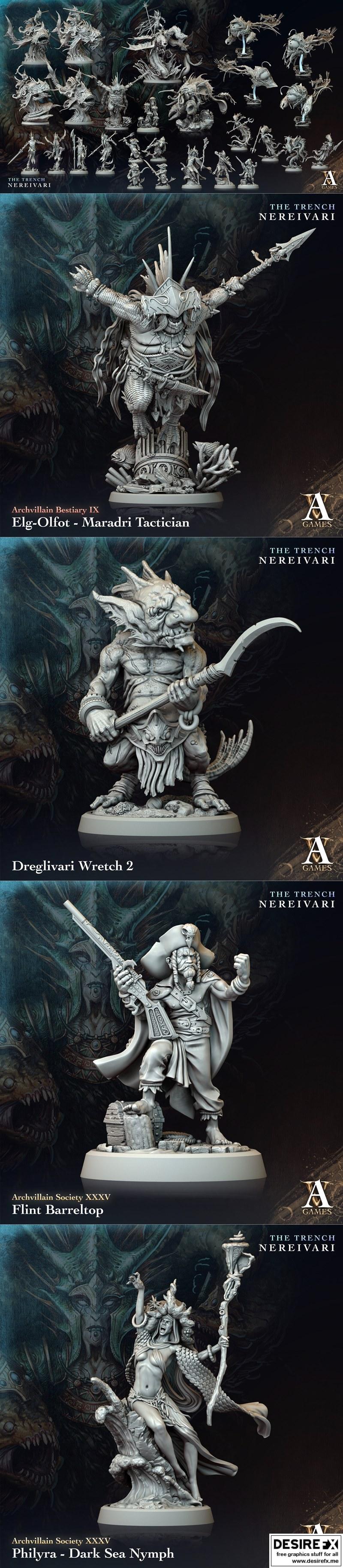 Archvillain Games《The Trench》涅瑞维瑞 3D打印模型|Archvillain Games – The Trench – Nereivari May 2024 – 3D Print Model STL