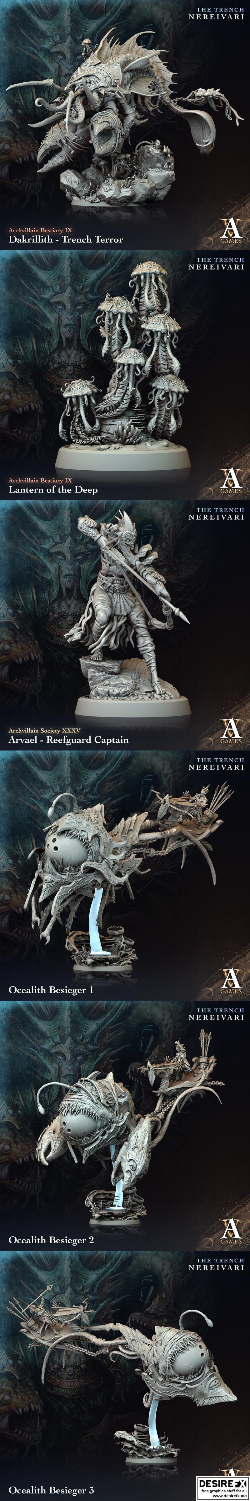 Archvillain Games《The Trench》涅瑞维瑞 3D打印模型|Archvillain Games – The Trench – Nereivari May 2024 – 3D Print Model STL