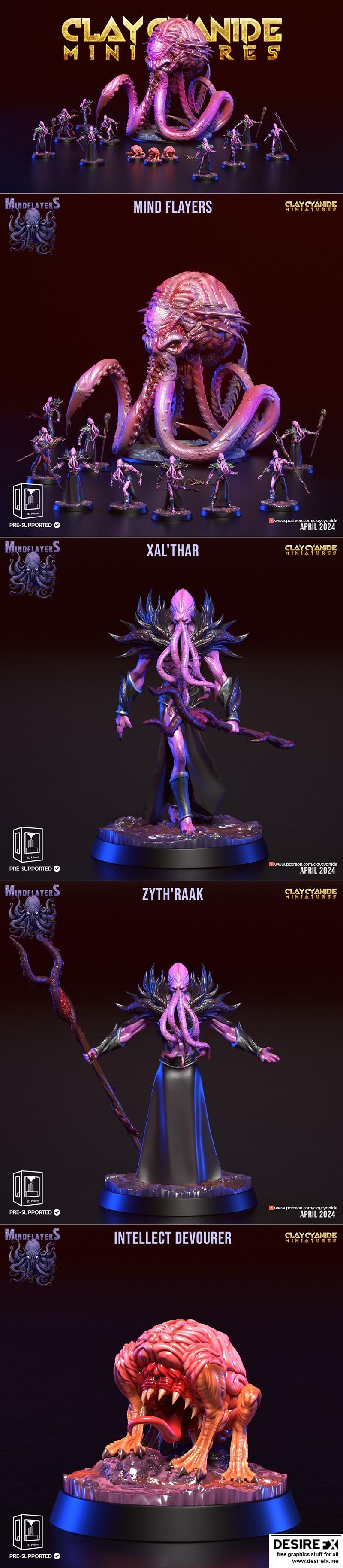 Clay Cyanide Miniatures – Mind Flayers April 2024 – 3D Print Model STL
