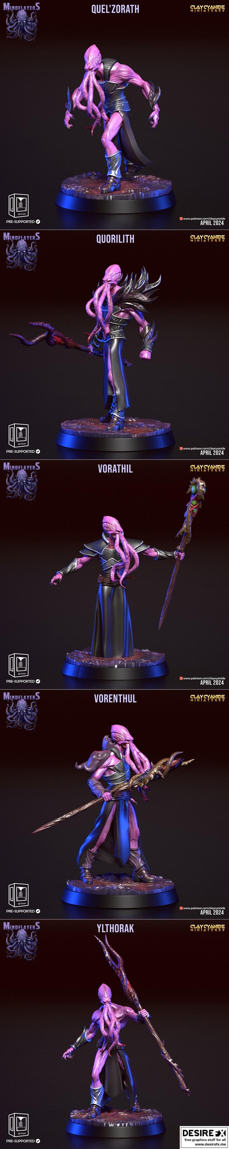Clay Cyanide Miniatures – Mind Flayers April 2024 – 3D Print Model STL
