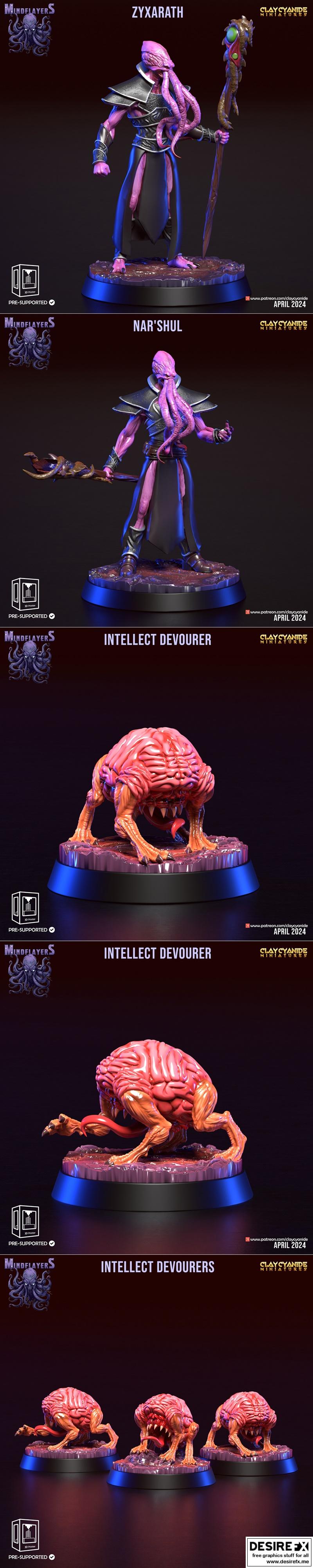 Clay Cyanide Miniatures – Mind Flayers April 2024 – 3D Print Model STL