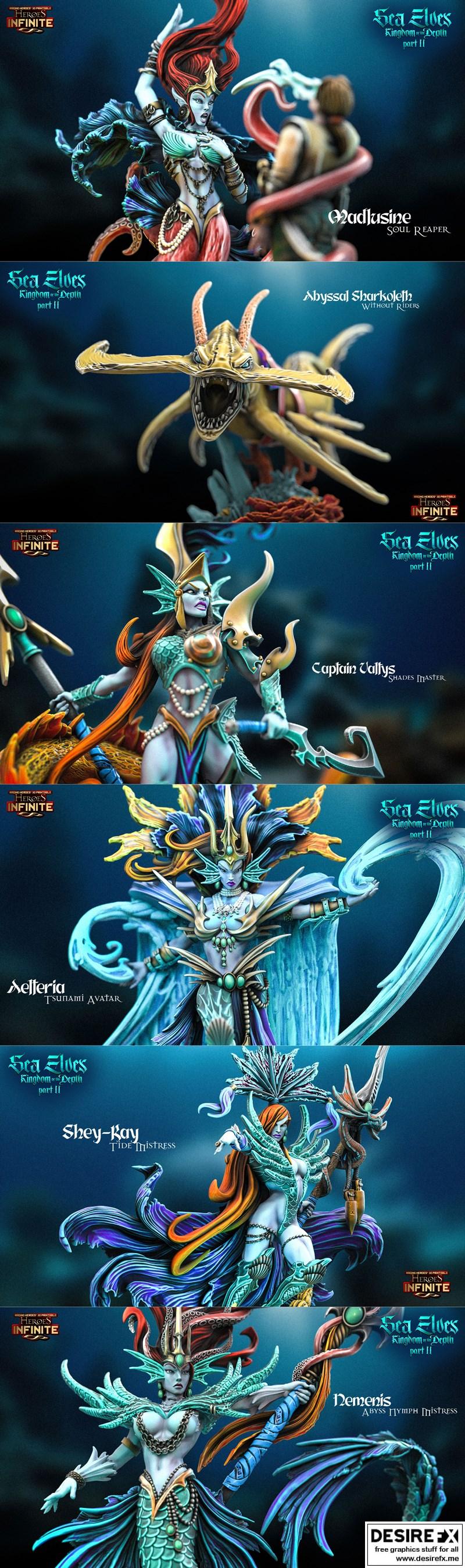 海族英雄——深海王国 3D打印模型|Heroes Infinite – Sea Elves – Kingdom of the Depth part 2 May 2024 – 3D Print Model STL