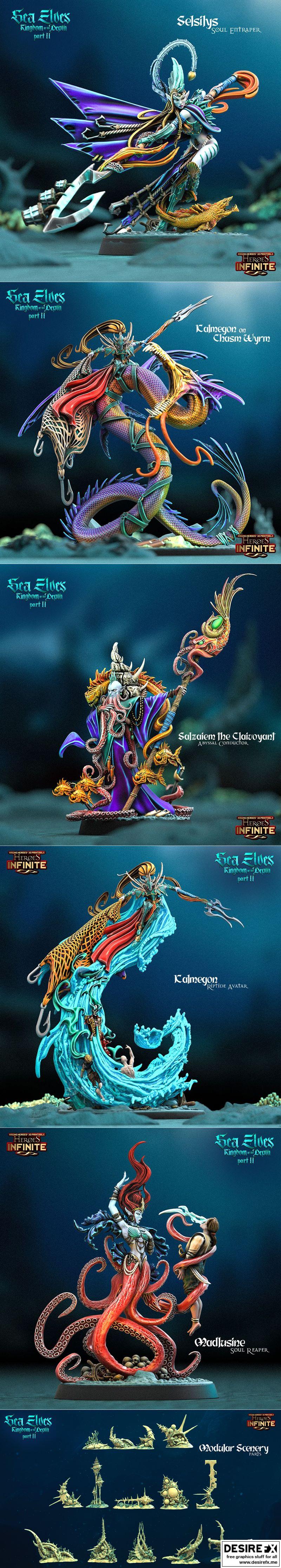 海族英雄——深海王国 3D打印模型|Heroes Infinite – Sea Elves – Kingdom of the Depth part 2 May 2024 – 3D Print Model STL
