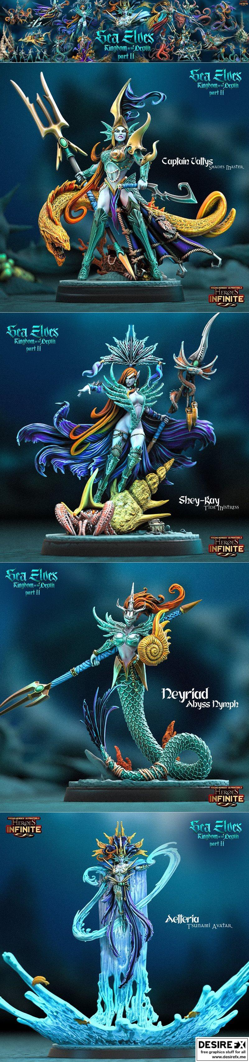 海族英雄——深海王国 3D打印模型|Heroes Infinite – Sea Elves – Kingdom of the Depth part 2 May 2024 – 3D Print Model STL