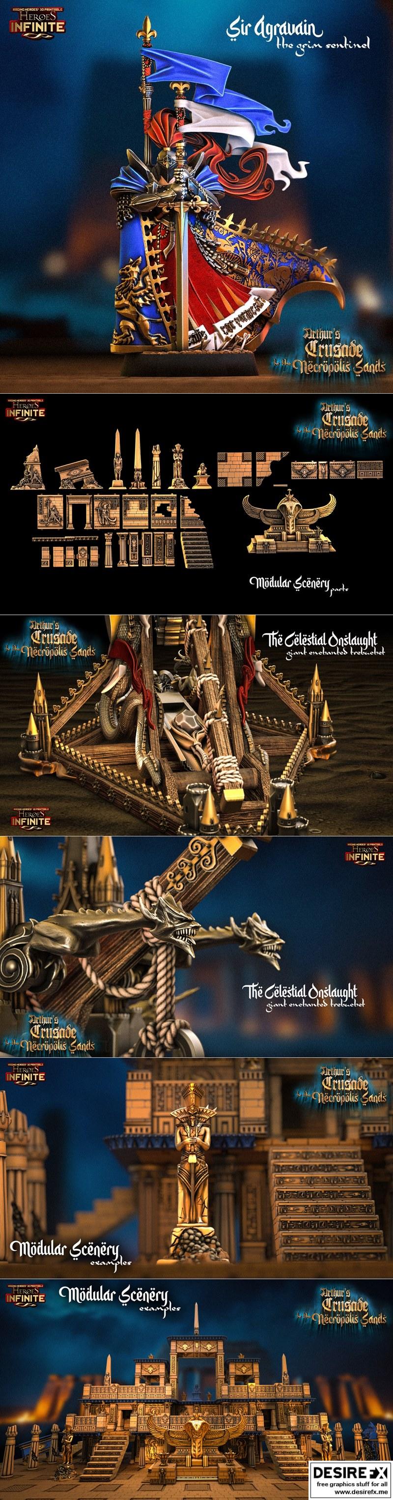 英雄无限：亚瑟的 necropolis 沙漠远征 3D打印模型|Heroes Infinite – Arthur’s Crusade to the Necropolis SandsApril 2024 – 3D Print Model STL